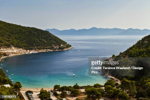 view of prapratno bay near ston - ston croatia stock pictures, royalty-free photos & images