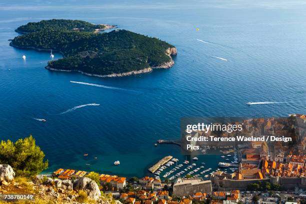 view of port and rooftops - terence waeland stock pictures, royalty-free photos & images