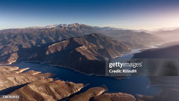 mountain and lake landscape, skopje, macedonia - skopje stock pictures, royalty-free photos & images