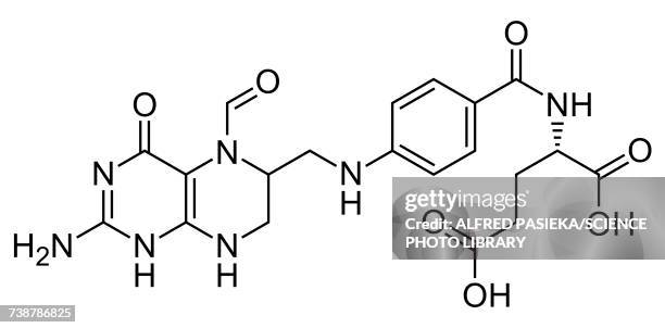 ilustrações, clipart, desenhos animados e ícones de folinic acid, skeletal formula - fórmula química