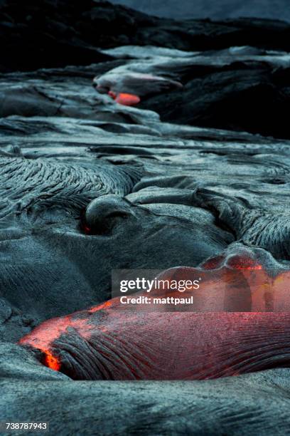 close-up of a lava flow on a mountain, hawaii, america, usa - 火山　噴火　背景 ストックフォトと画像