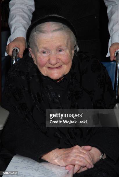 Irena Sendlerowa attends a reception at which Polish children presented her with the Order of Smiles at Bonifraters Monks nursing home on April 11,...