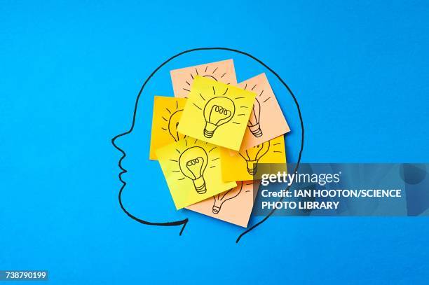 sticky notes with light bulbs - forgot something stock-grafiken, -clipart, -cartoons und -symbole