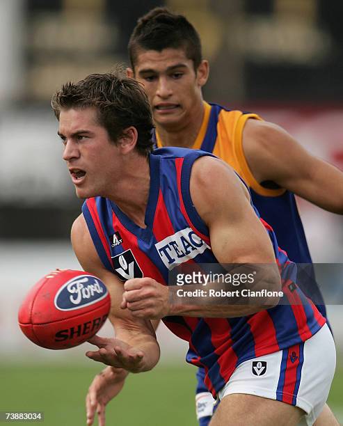 Ryan McMahon of Port Melbourne in action during the round two VFL match between Williamstown and Port Melbourne at Burbank Oval April 14, 2007 in...