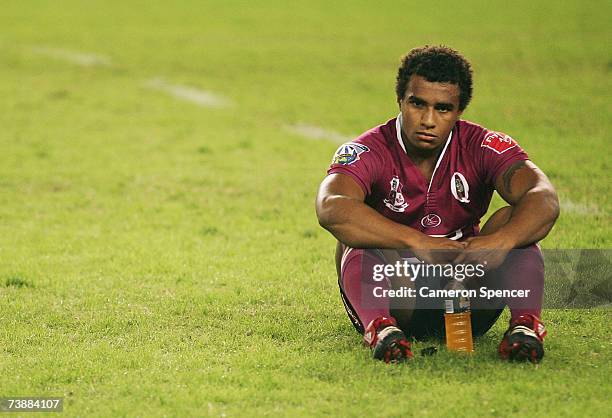 Will Genia of the Reds looks dejected after losing the round 11 Super 14 match between the Waratahs and the Reds at Aussie Stadium April 14, 2007 in...