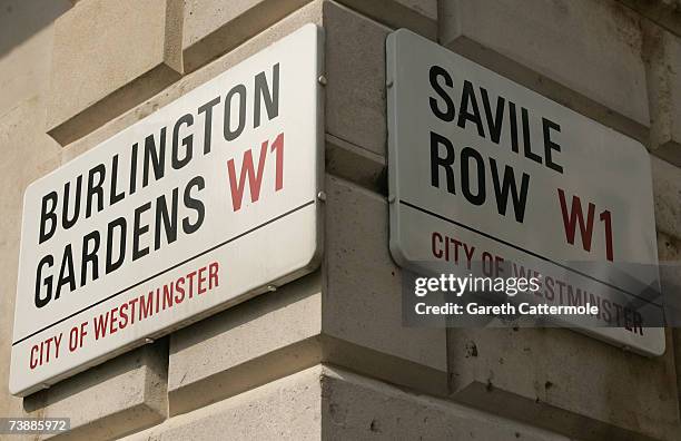 General view of the London Street Savile Row in London on April 14, 2007 in London.