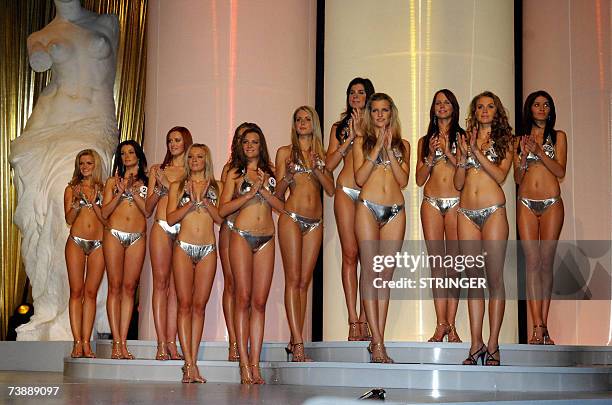 Contestants in the Miss Czech Republic 2007 pose for a picture in swim suits during the contest, late 14 April 2007, in Brno. Katerina Sokolova was...