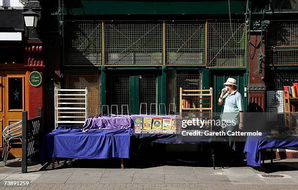 General view of a market stall on Portobello Road in Notting Hill in London on April 15, 2007 in London.