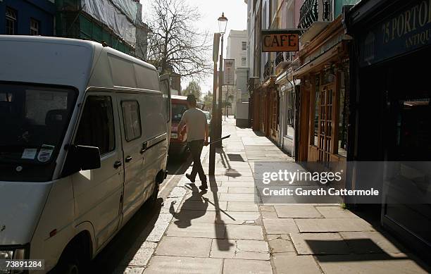 General view of Portobello Road in Notting Hill in London on April 15, 2007 in London.