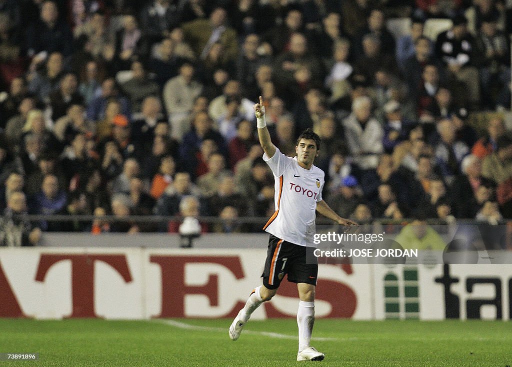 Valencia?s David Villa celebrates after...