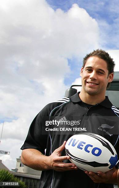 Auckland, NEW ZEALAND: All Blacks rugby player Luke McAlister is seen during a media session to launch the sale of tickets to the three pre-World Cup...