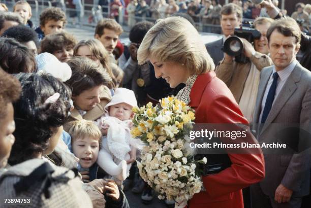 Princess Diana wearing a Jasper Conran suit during a visit to a community centre in Brixton, October 1983.