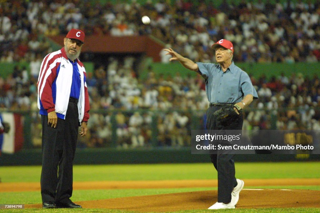 Jimmy Carter And Fidel Castro At Baseball Game