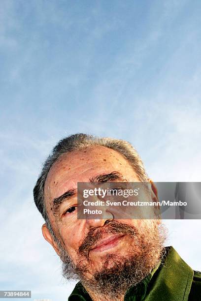 Fidel Castro is shown at the Jose Marti airport shortly before the departure of Nong Duc Manh, Secretary General of the Vietnamese Communist Party,...