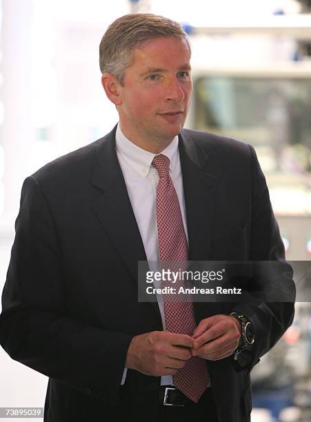 Klaus Kleinfeld, CEO of Siemens AG, looks on during the Hanover fair on April 16, 2007 in Hanover, Germany. The world's leading fair for industrial...