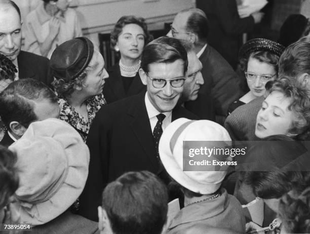French fashion designer Yves Saint Laurent during a trip to London, November 1958. He is in the UK to present the Christian Dior winter collection at...