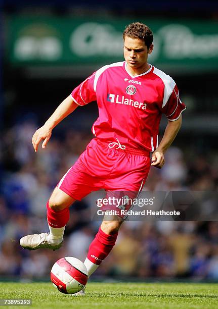 Luke Young of Charlton in action during the Barclays Premiership match between Everton and Charlton Athletic at Goodison Park on April 15, 2007 in...