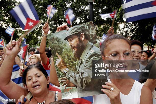 Rally of the Cuban Womens federation, FMC, federacion de Mujeres Cubanas, in support of Fidel Castro in the Havana district of Playa August 10, 2006...
