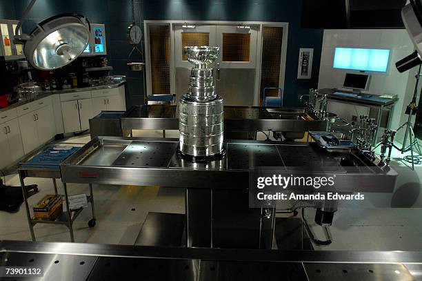 The Stanley Cup hangs out on the set of "CSI : Miami" at the Raleigh Manhattan Beach Studios on April 11, 2007 in Manhattan Beach, California.