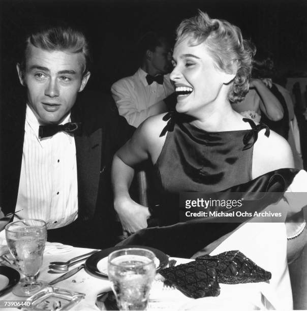 Movie star James Dean and Swiss actress Ursula Andress attend the Thalian Ball on August 29 1955 at Ciro's nightclub in Los Angeles, California. Dean...