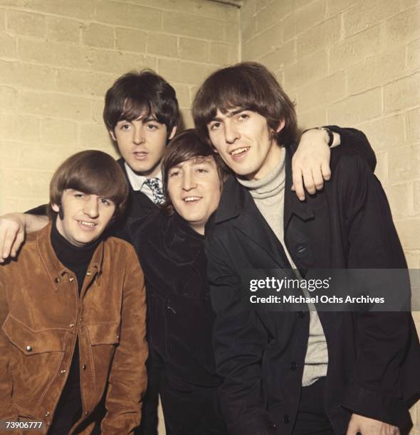 Rock and roll band "The Beatles" pose for a portrait in circa 1965. Ringo Starr, Paul McCartney, John Lennon, George Harrison.