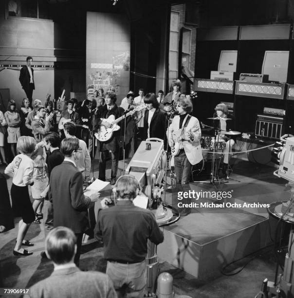 Photo of Byrds, Mid 1960?s, England, London,?Ready, Steady, Go? TV show Byrds Front L-R: David Crosby, Gene Clark, Jim ? Roger? McGuinnRear L-R:...