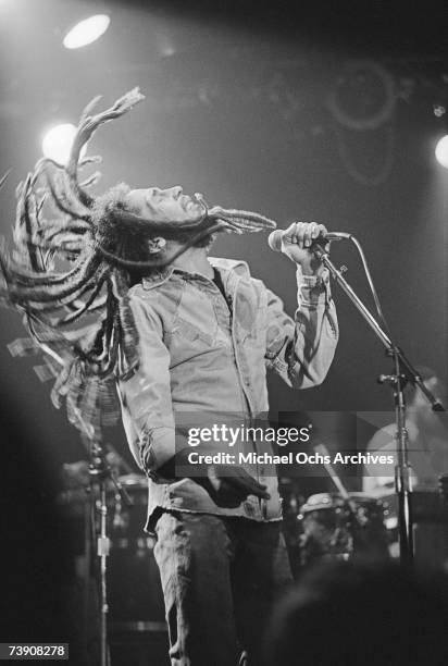 Photo of Bob Marley, November 27 California, Los Angeles, Bob Marley performing at The Roxy Theatre 9009 West Sunset Boulevard.