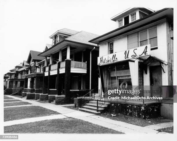 Photo of the Motown Records exterior, Detroit, Mi, circa 1965.