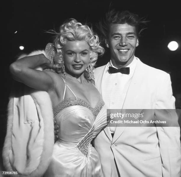 December 22 California, Hollywood, Jayne Mansfield with Mickey Hargitay at the premiere party of Bundle of Joy.