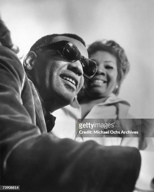 Singer and pianist Ray Charles poses for a portrait with singer Mabel John, circa 1968, Los Angeles, California.