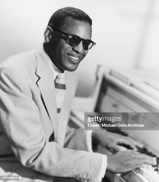 American singer, songwriter and pianist, Ray Charles poses for a portrait, New York City, 1959.