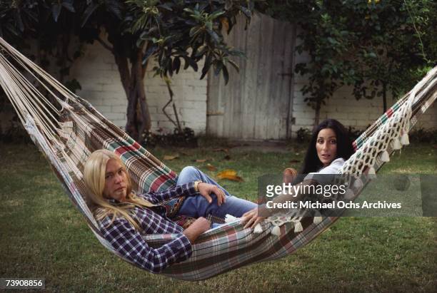 California, Beverly Hills, Cher with Gregg Allman.
