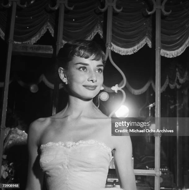 September 14 California, Westwood, Audrey Hepburn, attending the movie benefit premiere of Roman Holiday.