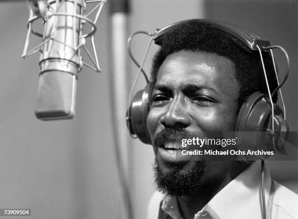 Soul singer Wilson Pickett records at Muscle Shoals Recording Studios on November 24, 1969 in Sheffield, Alabama.