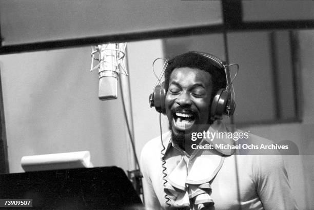 Soul singer Wilson Pickett records at Muscle Shoals Recording Studios on November 24, 1969 in Sheffield, Alabama.