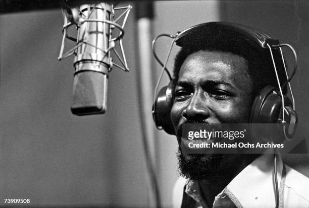 Soul singer Wilson Pickett records at Muscle Shoals Recording Studios on November 24, 1969 in Sheffield, Alabama.