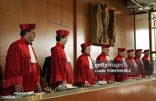 Judges of the second senate of Germany's Federal Constitutional Court Herbert Landau, Gertrude Luebbe-Wolff, Lerke Osterloh, Udo Di Fabio, Winfried...