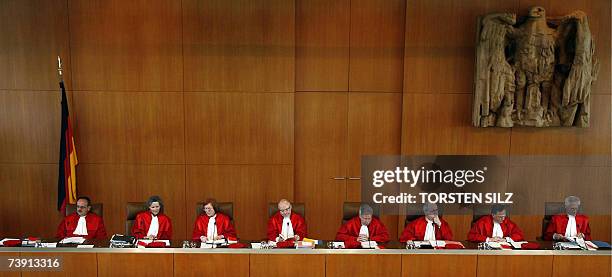 Judges of the second senate of Germany's Federal Constitutional Court Herbert Landau, Gertrude Luebbe-Wolff, Lerke Osterloh, Udo Di Fabio, Winfried...