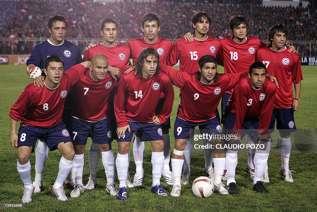 The Chilean football national team pose...