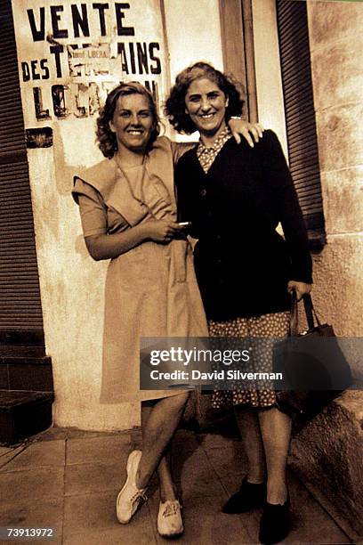 Andree Geulen and Ida Sterno, social workers in the World War Two Belgian underground who found hiding places for Jewish children, in a photo from...