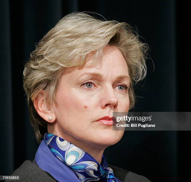 Michigan Governor Jennifer Granholm a press conference at Chrysler headquarters April 18, 2007 in Auburn Hills, Michigan. Chrysler announced April...