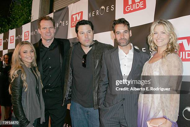 Actors Hayden Panettiere, Jack Coleman, Greg Grungerg and Adrian Pasdar and Ali Larter arrive at the celebration for the wrap of season one for NBC's...