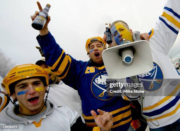 Buffalo Sabres fans cheer on their team in preparation for Game 4 of the 2007 Eastern Conference Quarterfinals against the New York Islanders on...