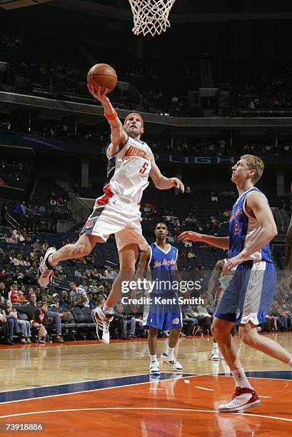 Walter Herrmann of the Charlotte Bobcats takes the ball to the basket against the Los Angeles Clippers during the game at Charlotte Bobcats Arena on...