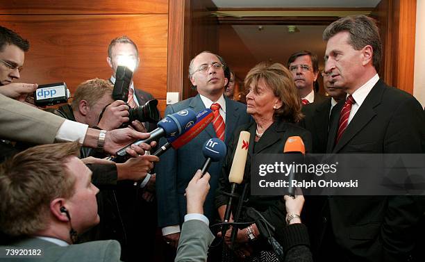 Charlotte Knobloch , president of the central council of Jews in Germany, vice-president Dieter Graumann , and Guenther Oettinger , Governor of the...