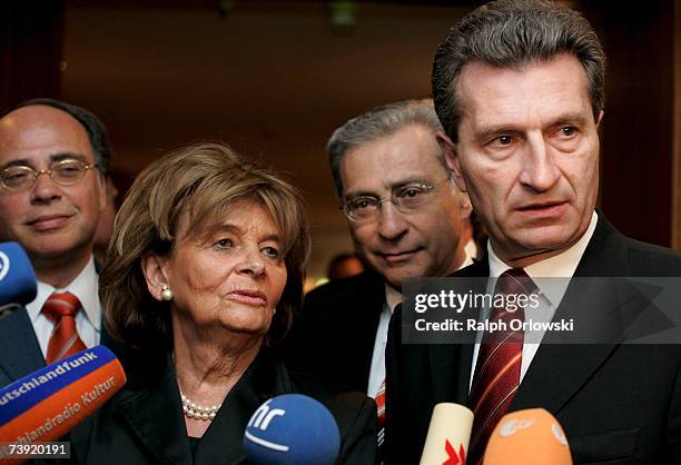 Charlotte Knobloch , president of the central council of Jews in Germany, vice-presidents Dieter Graumann , Salomon Korn and Guenther Oettinger ,...