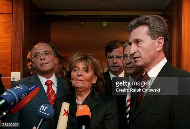 Charlotte Knobloch , president of the central council of Jews in Germany, vice-presidents Dieter Graumann , Salomon Korn and Guenther Oettinger ,...