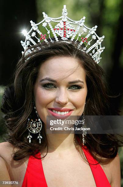 Miss England Eleanor Glynn poses for a photograph at the Multicultural Beauty photocall to promote St Georges Day on April 19, 2007 in London,...