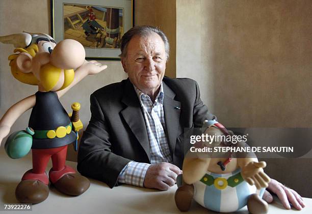 Albert Uderzo, French author and illustrator who launched the Asterix comics strip character in 1959 with author Rene Goscinny, poses with the...