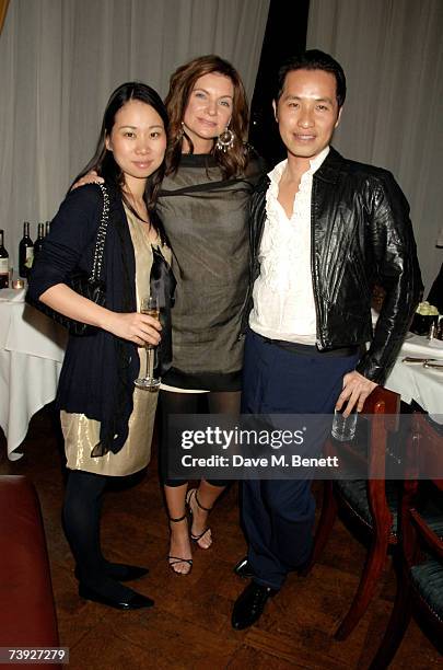 Phillip Lim with Natalie Massenet and Wen attend the Net-A-Porter private dinner party for designer Phillip Lim, at Home House on April 19, 2007 in...